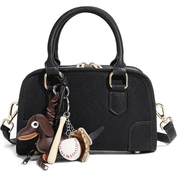 Mini Leather Handbag for Women: Versatile Crossbody with Cute Pendant Charm